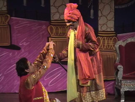 World-renowned folk artist Pandit Ram Dayal Sharma and comedian Kishan Swaroop 'Awara' in a Nautanki performance